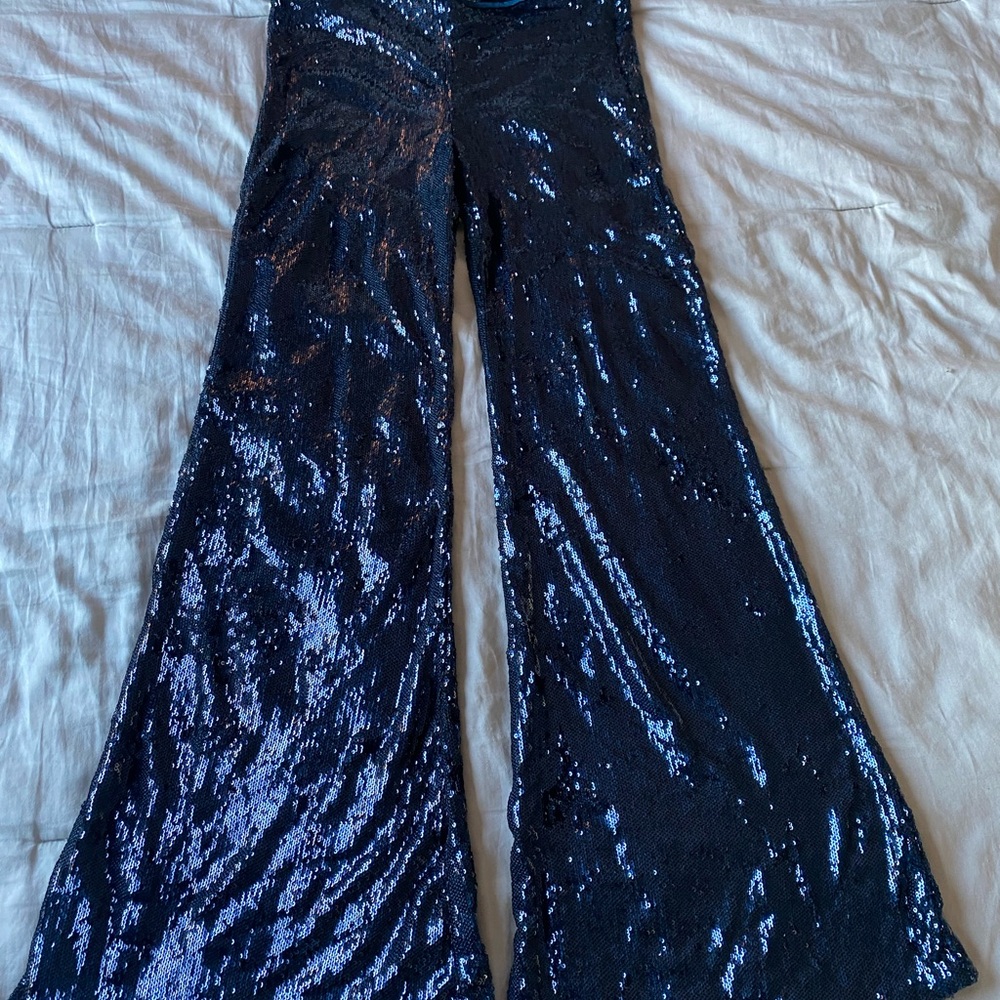 Free People Black Sequin Flare Pants